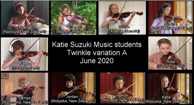 Violin playalong concert video Twinkle var A (June 2020)